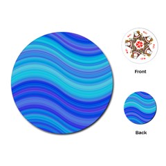 Blue Background Water Design Wave Playing Cards (round) 