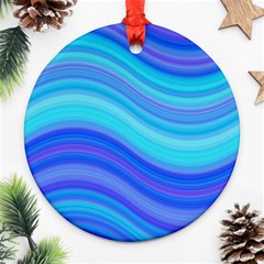 Blue Background Water Design Wave Round Ornament (two Sides)