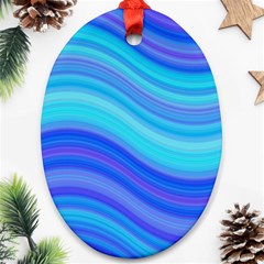 Blue Background Water Design Wave Oval Ornament (two Sides)