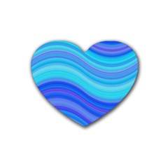 Blue Background Water Design Wave Rubber Coaster (heart)  by Celenk