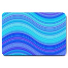 Blue Background Water Design Wave Large Doormat  by Celenk