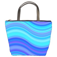 Blue Background Water Design Wave Bucket Bags by Celenk