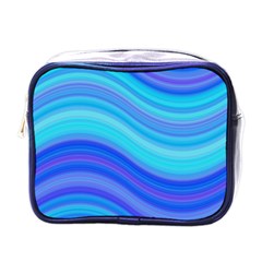 Blue Background Water Design Wave Mini Toiletries Bags by Celenk