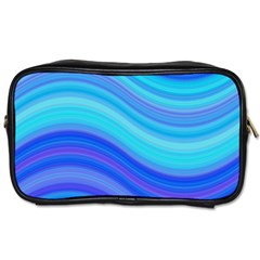 Blue Background Water Design Wave Toiletries Bags by Celenk