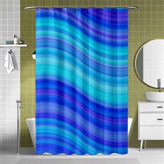 Blue Background Water Design Wave Shower Curtain 48  X 72  (small)  by Celenk