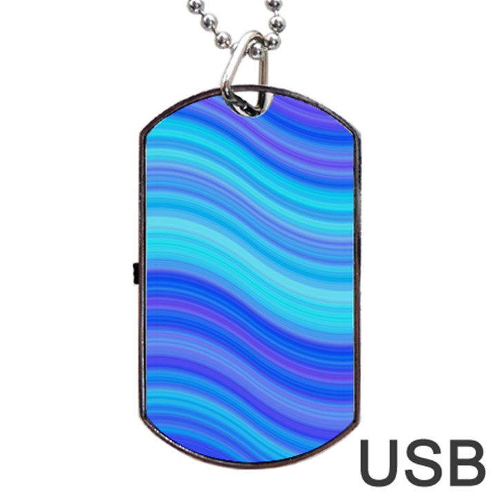 Blue Background Water Design Wave Dog Tag USB Flash (Two Sides)