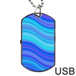 Blue Background Water Design Wave Dog Tag USB Flash (Two Sides) Back