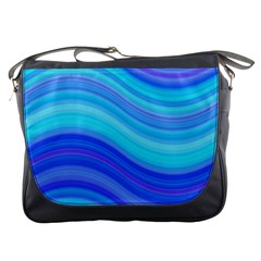 Blue Background Water Design Wave Messenger Bags by Celenk