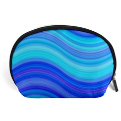 Blue Background Water Design Wave Accessory Pouches (large)  by Celenk