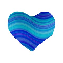 Blue Background Water Design Wave Standard 16  Premium Flano Heart Shape Cushions by Celenk