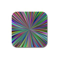 Burst Colors Ray Speed Vortex Rubber Square Coaster (4 Pack)  by Celenk