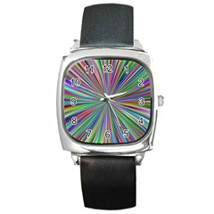 Burst Colors Ray Speed Vortex Square Metal Watch by Celenk