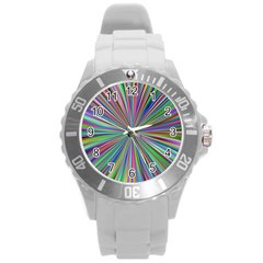 Burst Colors Ray Speed Vortex Round Plastic Sport Watch (l)