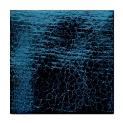 Blue Black Shiny Fabric Pattern Tile Coasters by Celenk