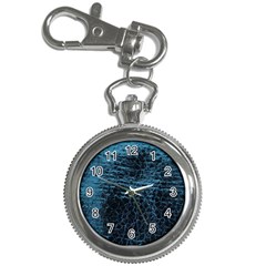 Blue Black Shiny Fabric Pattern Key Chain Watches