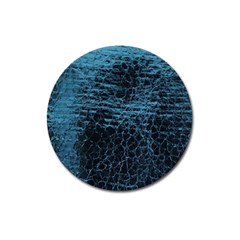 Blue Black Shiny Fabric Pattern Magnet 3  (round)