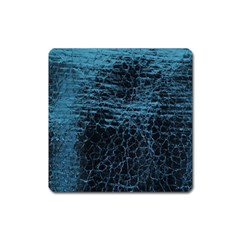 Blue Black Shiny Fabric Pattern Square Magnet