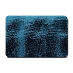 Blue Black Shiny Fabric Pattern Small Doormat  by Celenk