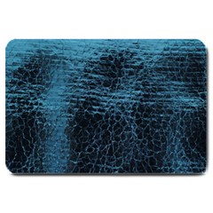 Blue Black Shiny Fabric Pattern Large Doormat  by Celenk