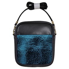 Blue Black Shiny Fabric Pattern Girls Sling Bags by Celenk