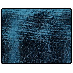 Blue Black Shiny Fabric Pattern Fleece Blanket (medium)  by Celenk