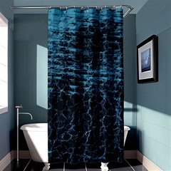 Blue Black Shiny Fabric Pattern Shower Curtain 36  X 72  (stall)  by Celenk