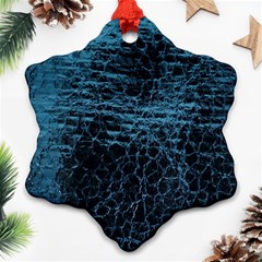 Blue Black Shiny Fabric Pattern Snowflake Ornament (two Sides) by Celenk