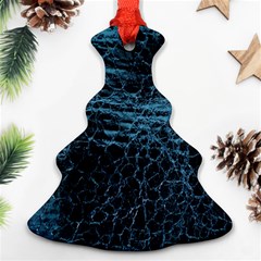 Blue Black Shiny Fabric Pattern Christmas Tree Ornament (two Sides) by Celenk