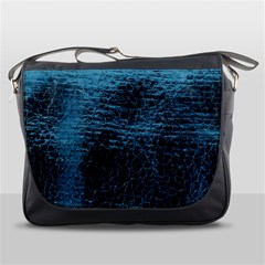 Blue Black Shiny Fabric Pattern Messenger Bags