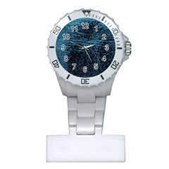 Blue Black Shiny Fabric Pattern Plastic Nurses Watch