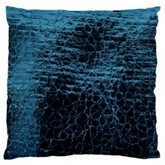 Blue Black Shiny Fabric Pattern Large Flano Cushion Case (two Sides) by Celenk