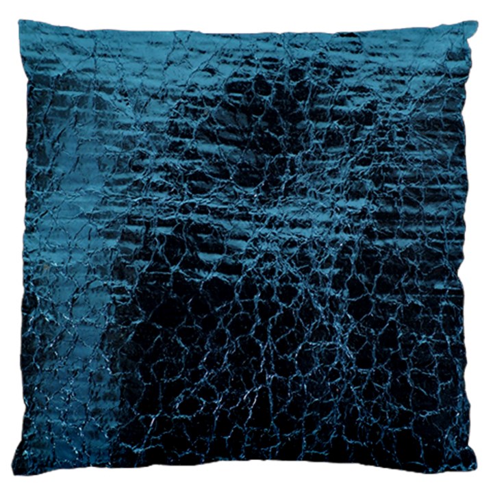 Blue Black Shiny Fabric Pattern Large Flano Cushion Case (Two Sides)