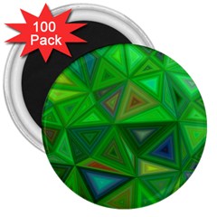 Green Triangle Background Polygon 3  Magnets (100 Pack) by Celenk