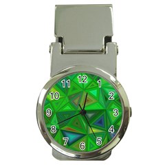 Green Triangle Background Polygon Money Clip Watches by Celenk