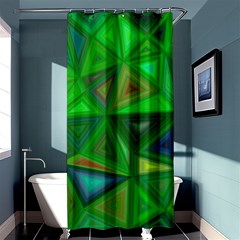 Green Triangle Background Polygon Shower Curtain 36  X 72  (stall)  by Celenk