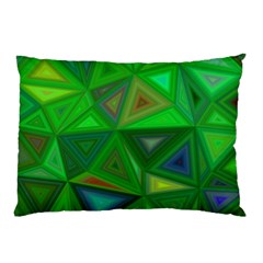 Green Triangle Background Polygon Pillow Case (two Sides) by Celenk