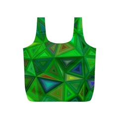 Green Triangle Background Polygon Full Print Recycle Bags (s)  by Celenk