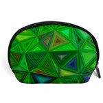 Green Triangle Background Polygon Accessory Pouches (Large)  Front