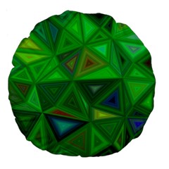 Green Triangle Background Polygon Large 18  Premium Flano Round Cushions by Celenk