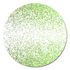 Green Square Background Color Mosaic Magnet 5  (round)