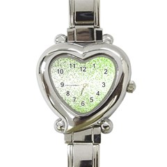 Green Square Background Color Mosaic Heart Italian Charm Watch by Celenk