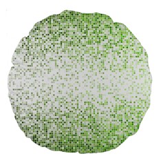 Green Square Background Color Mosaic Large 18  Premium Round Cushions by Celenk