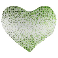 Green Square Background Color Mosaic Large 19  Premium Heart Shape Cushions by Celenk