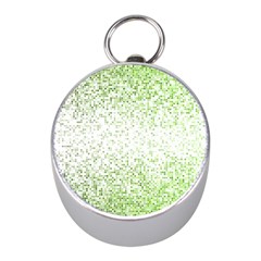 Green Square Background Color Mosaic Mini Silver Compasses by Celenk