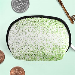 Green Square Background Color Mosaic Accessory Pouches (medium)  by Celenk