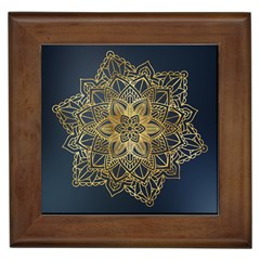 Gold Mandala Floral Ornament Ethnic Framed Tiles by Celenk