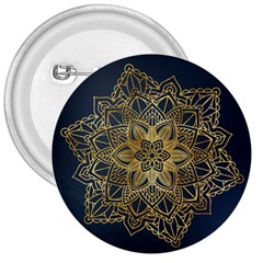 Gold Mandala Floral Ornament Ethnic 3  Buttons