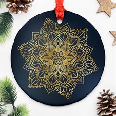 Gold Mandala Floral Ornament Ethnic Ornament (Round)