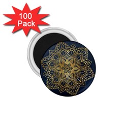 Gold Mandala Floral Ornament Ethnic 1.75  Magnets (100 pack) 