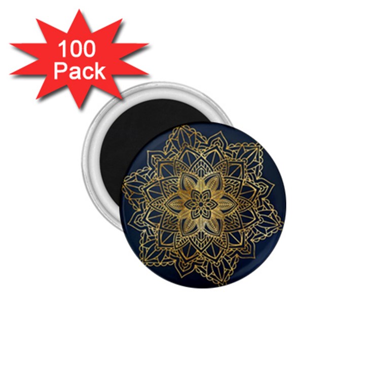 Gold Mandala Floral Ornament Ethnic 1.75  Magnets (100 pack) 